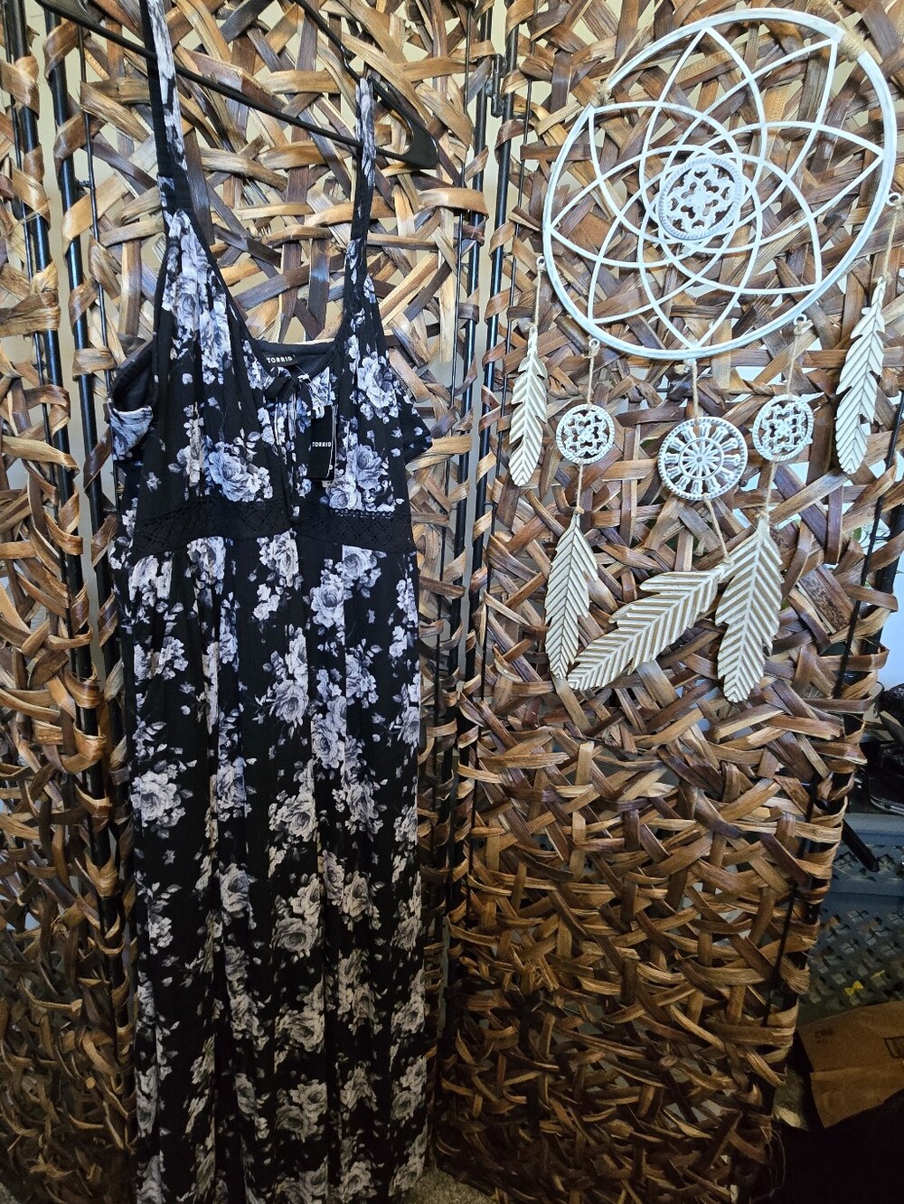 Floral Black & White Maxi Dress